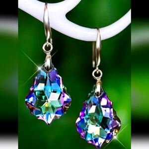 Purple Drop Crystal Hook Top  earrings